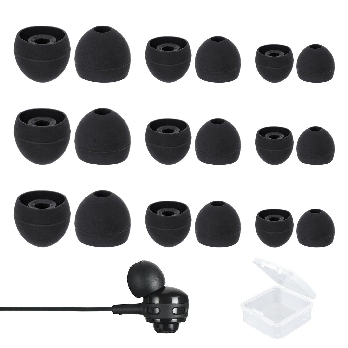 BlingKingdom 9 Pairs Replacement Earbuds Silicone Earbud Tips Earbuds Cap Earbud Cushions for Most in-Ear Earbuds 3 Different Size (S/M/L)