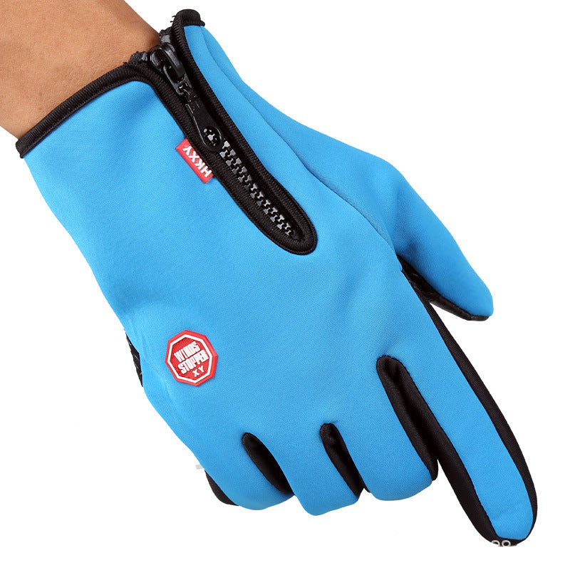 Men's Full Finger Touch Screen Zipper Outdoor Gloves