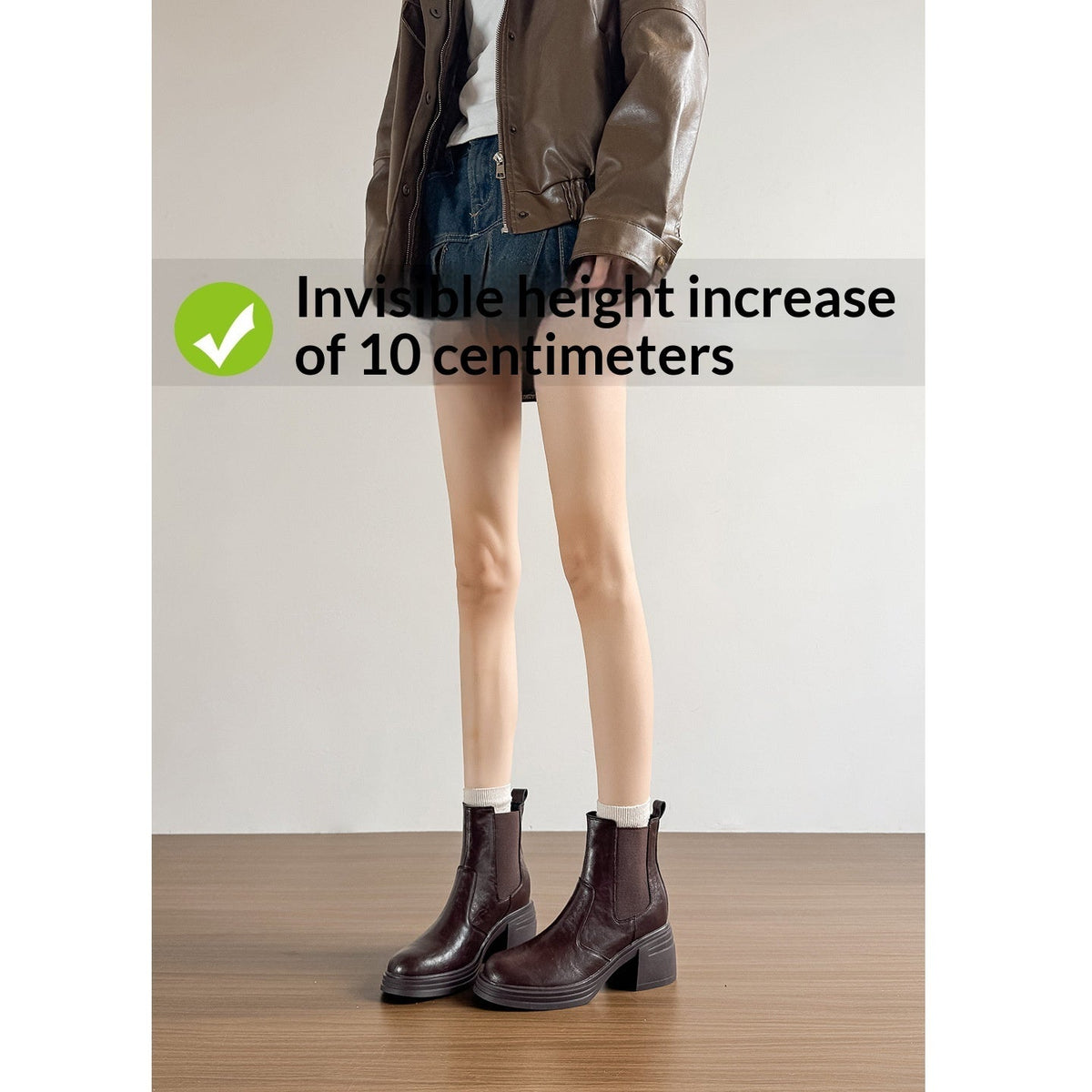 Retro Chunky-sole High-heeled Ankle Boots For Petite Women