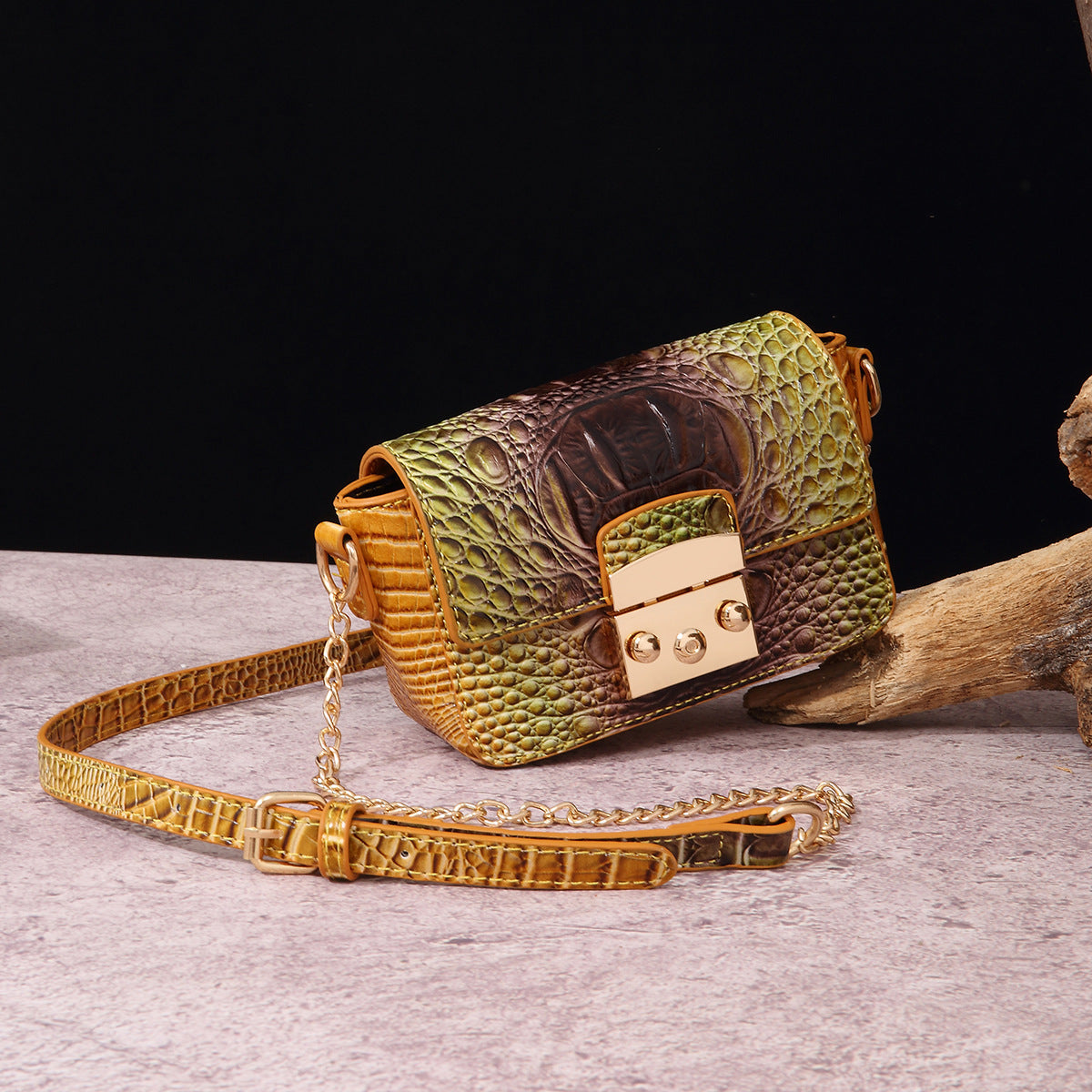 Women's Retro Crocodile-Embossed Crossbody Bag