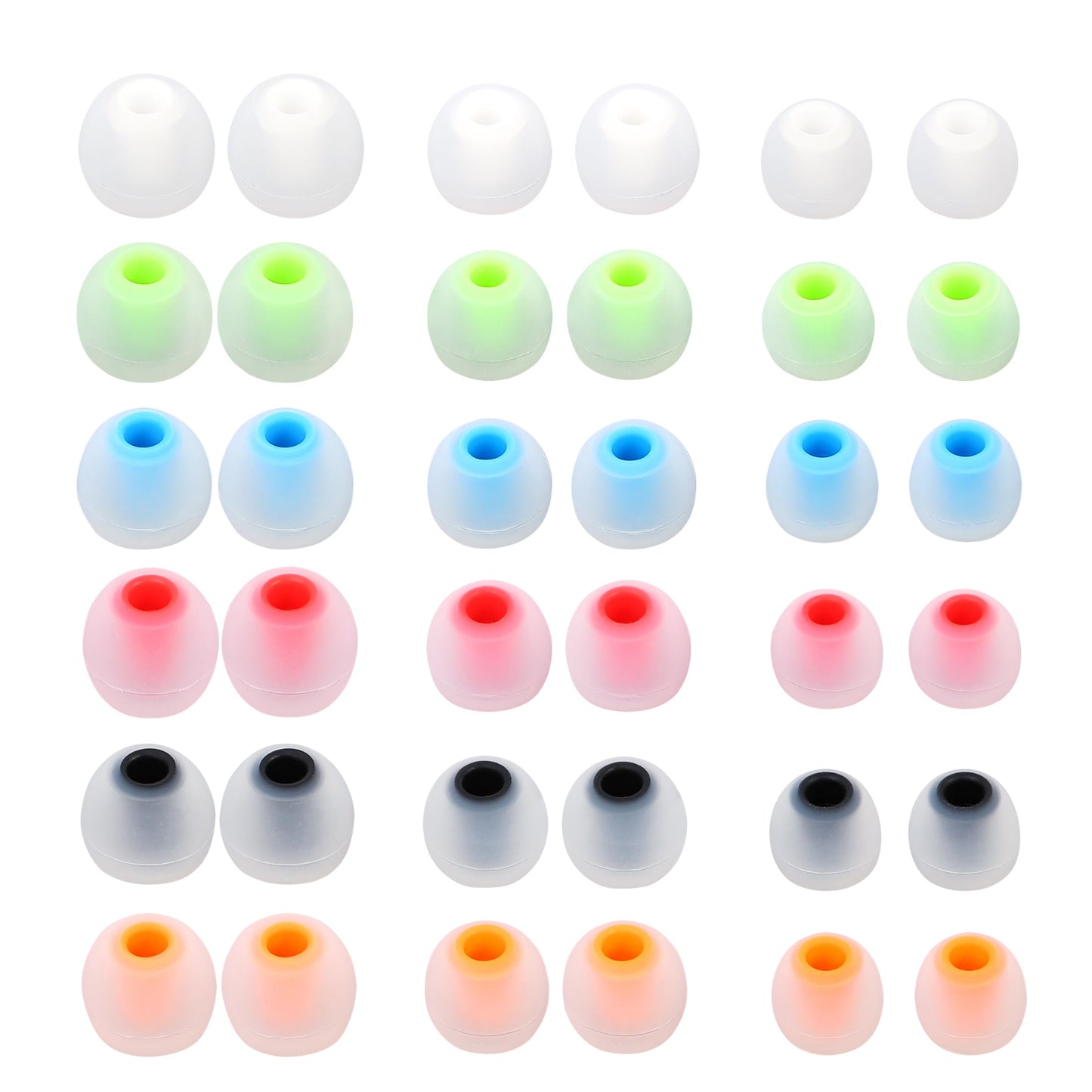 MQIMY Earbud Replacement Tips Silicone Earbud Tips Earbud Covers Fit Most in-Ear Earbuds(Inner Hole 3.8mm -5.1mm) Headphone Ear Tips Earbud Rubber Tips 18 Pairs S M L