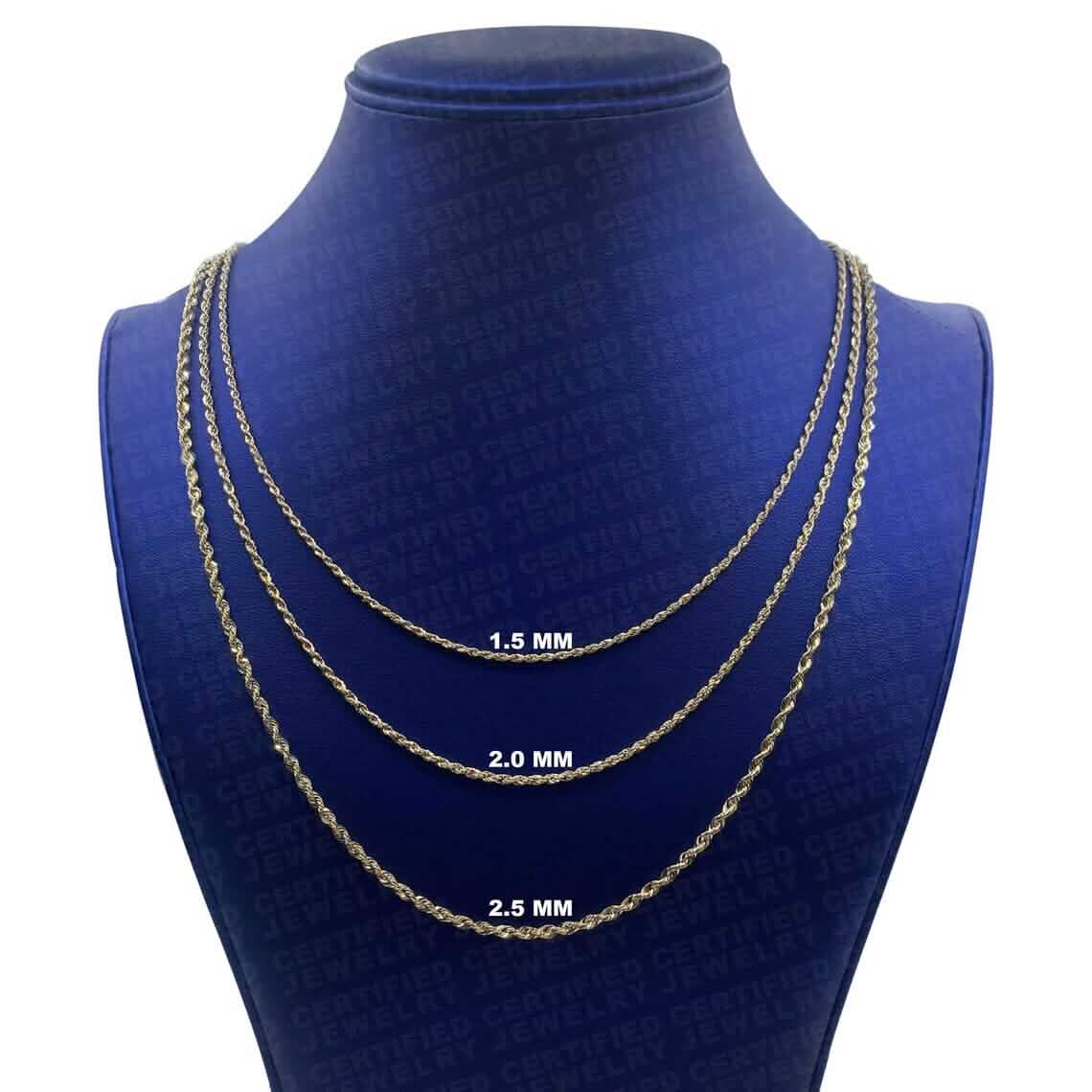 14K Yellow Gold Rope Diamond Cut Chain Necklace