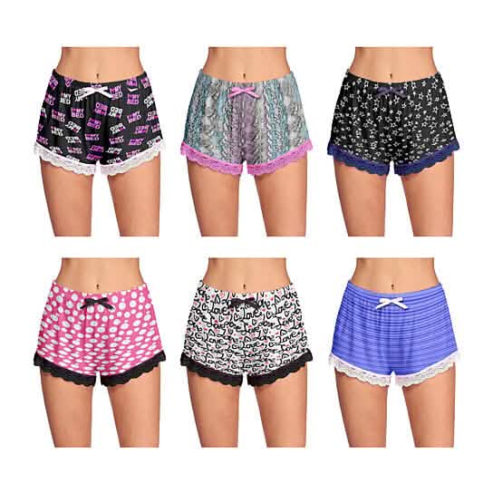5-Pack: Women's Soft Comfy Printed Lounge Sleep Pajama Short