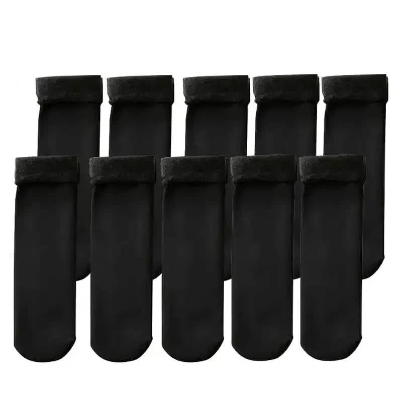 5-Pairs: Ultra-Soft Plush Lined Thermal Socks - Comfy Mid Tube Socks