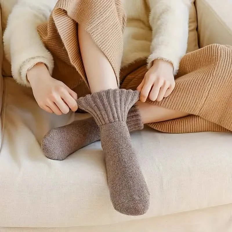 5-Pairs: Women's Stockings & Hosiery Simple Solid Thickened Socks
