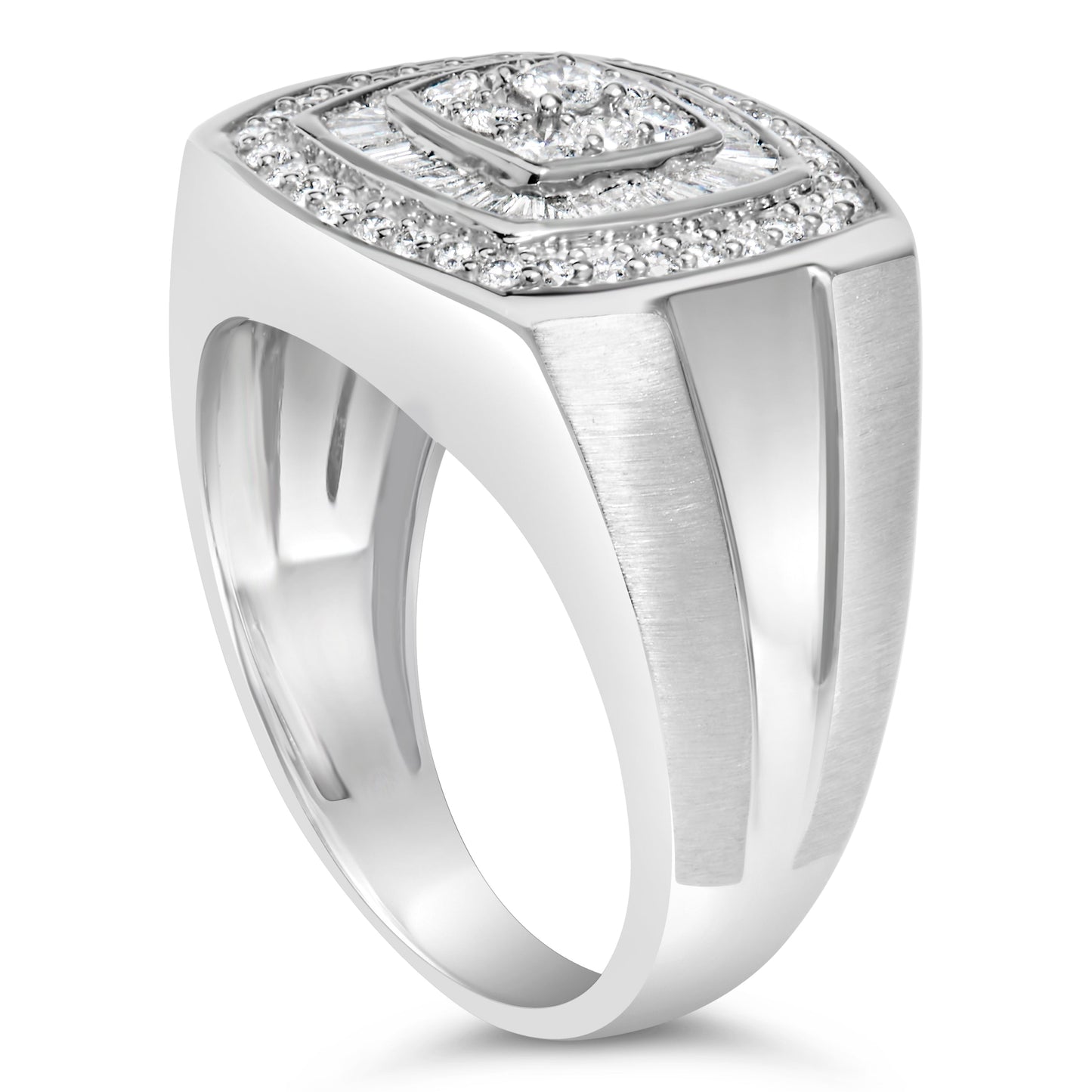 14K White Gold Men's 1 CTTW Diamond Band Ring
