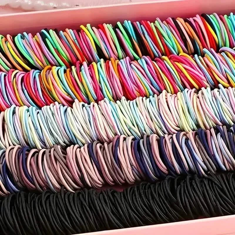 500-Pieces: Cute Elastic Hair Tie Polyester and Spandex Blend
