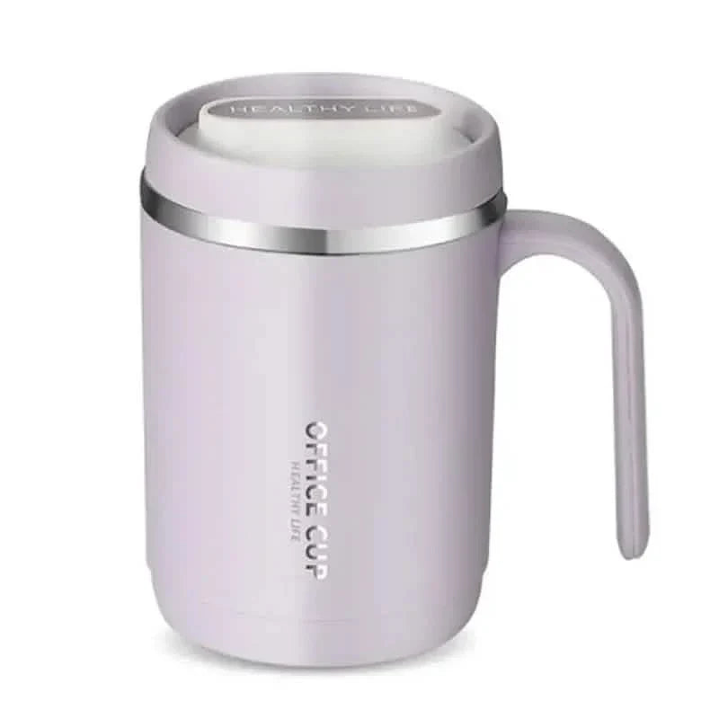 500ml Water Cup with Cover Sealing Silicone Ring Double-layer Leak-proof Drink Water Handle Stainless Coffee Insulated Cup