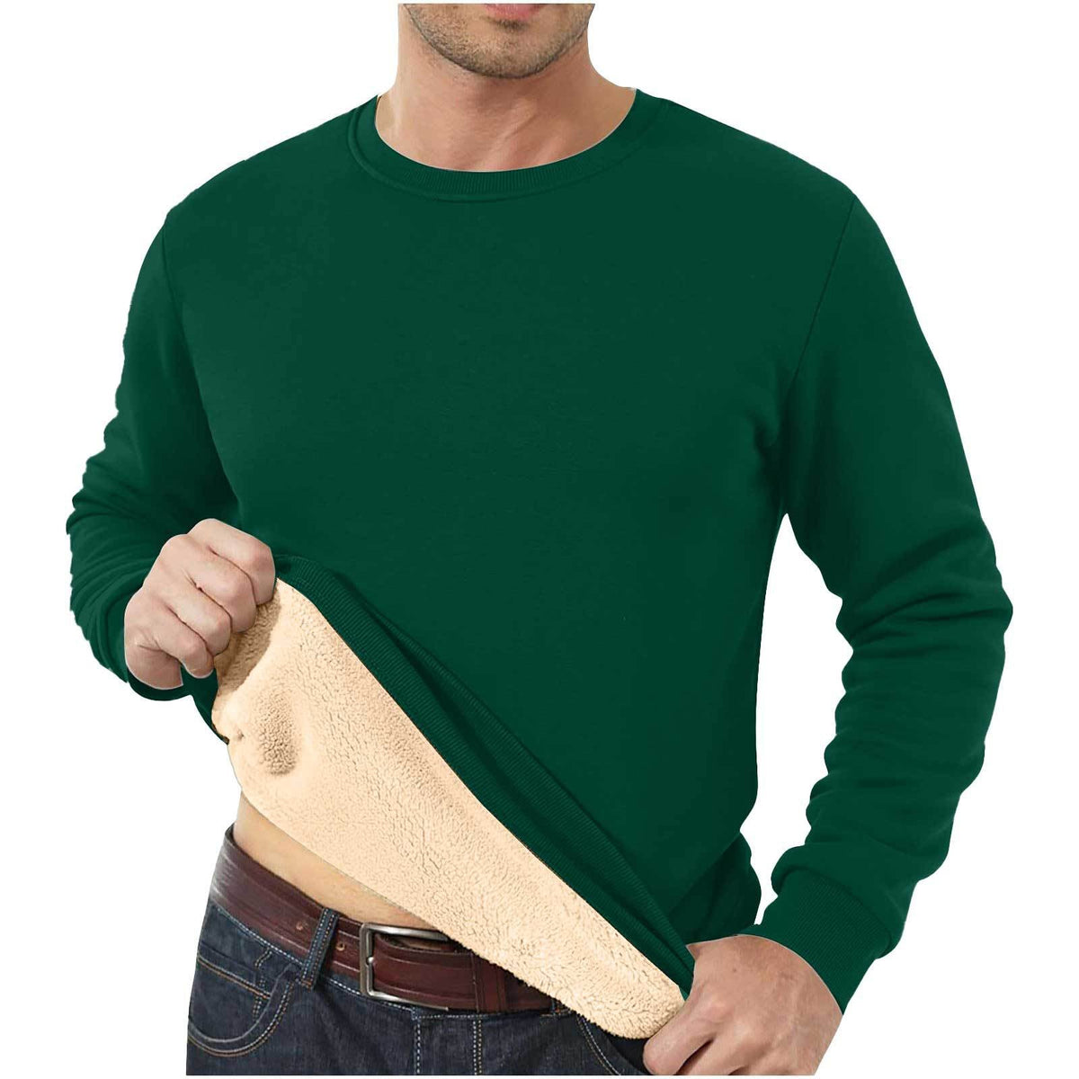Amazon Cross-Border Dropshipping Autumn And Winter Sweatshirt Men's Velvet Round Neck Solid Color Loose Thermal Underwear Thick Foreign Trade Men's Clothing