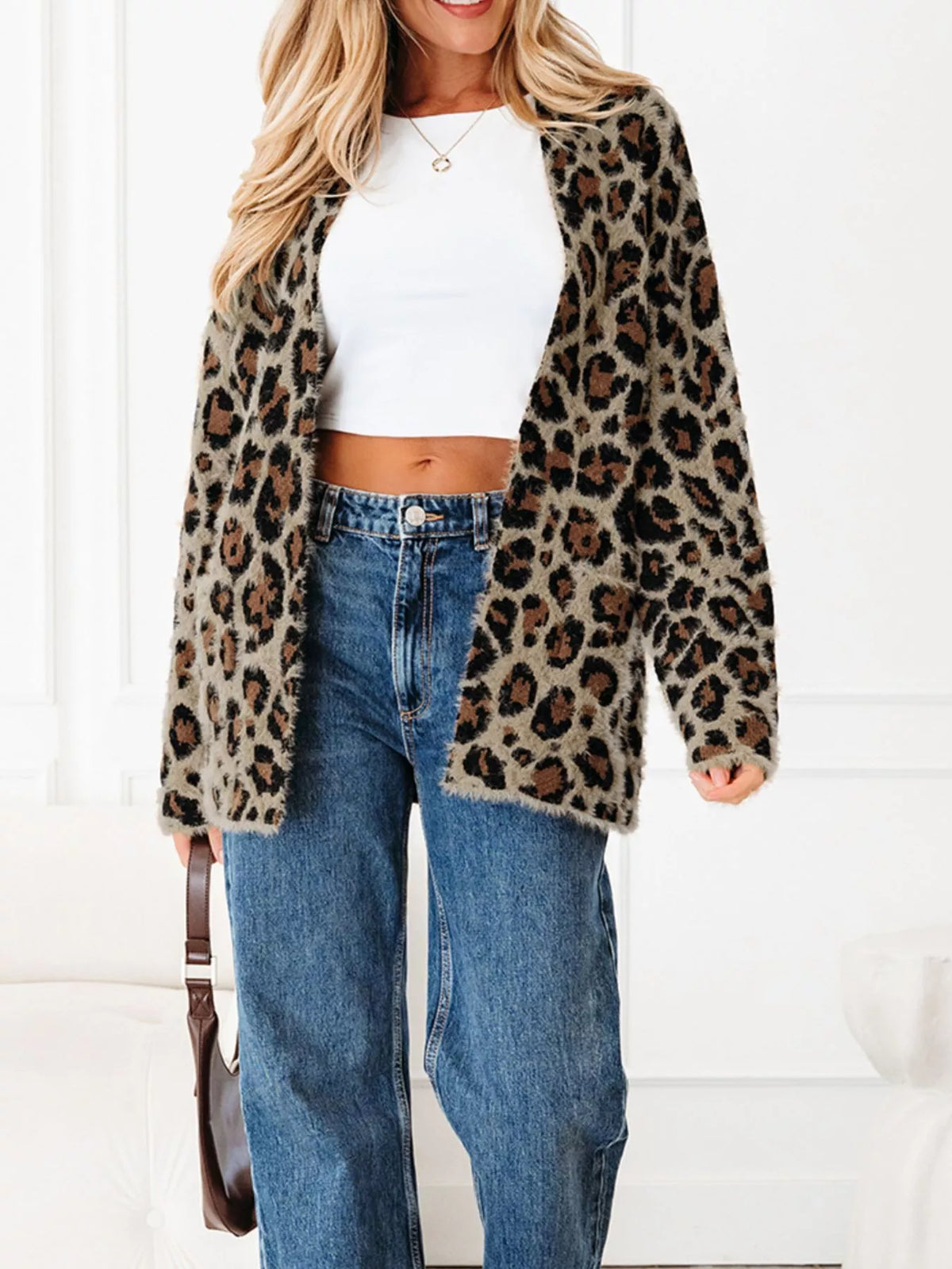 Leopard Open Casual Cardigan