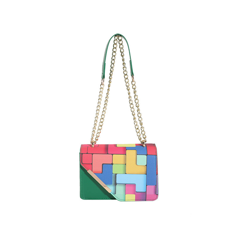 Western Style Chain Women's Fashion Color Contrast Crossbody See size chart under “more details”