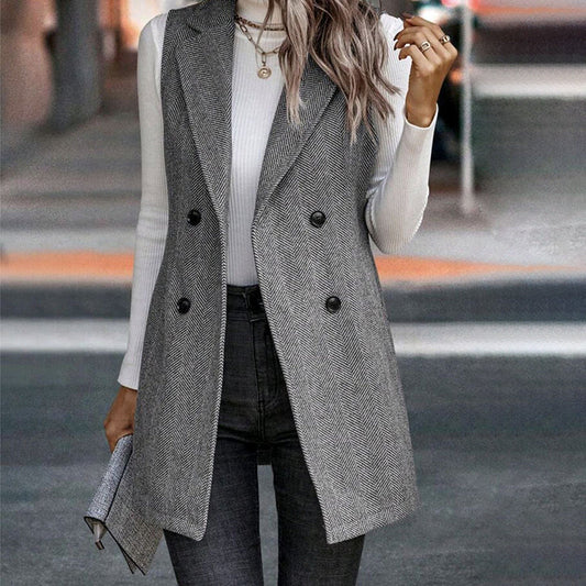 🖤 Chaleco sastre sin mangas para mujer – Estilo informal de negocios a la moda