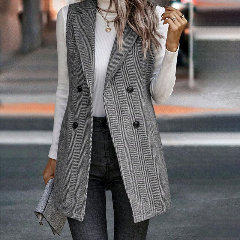 🖤 Chaleco sastre sin mangas para mujer – Estilo informal de negocios a la moda