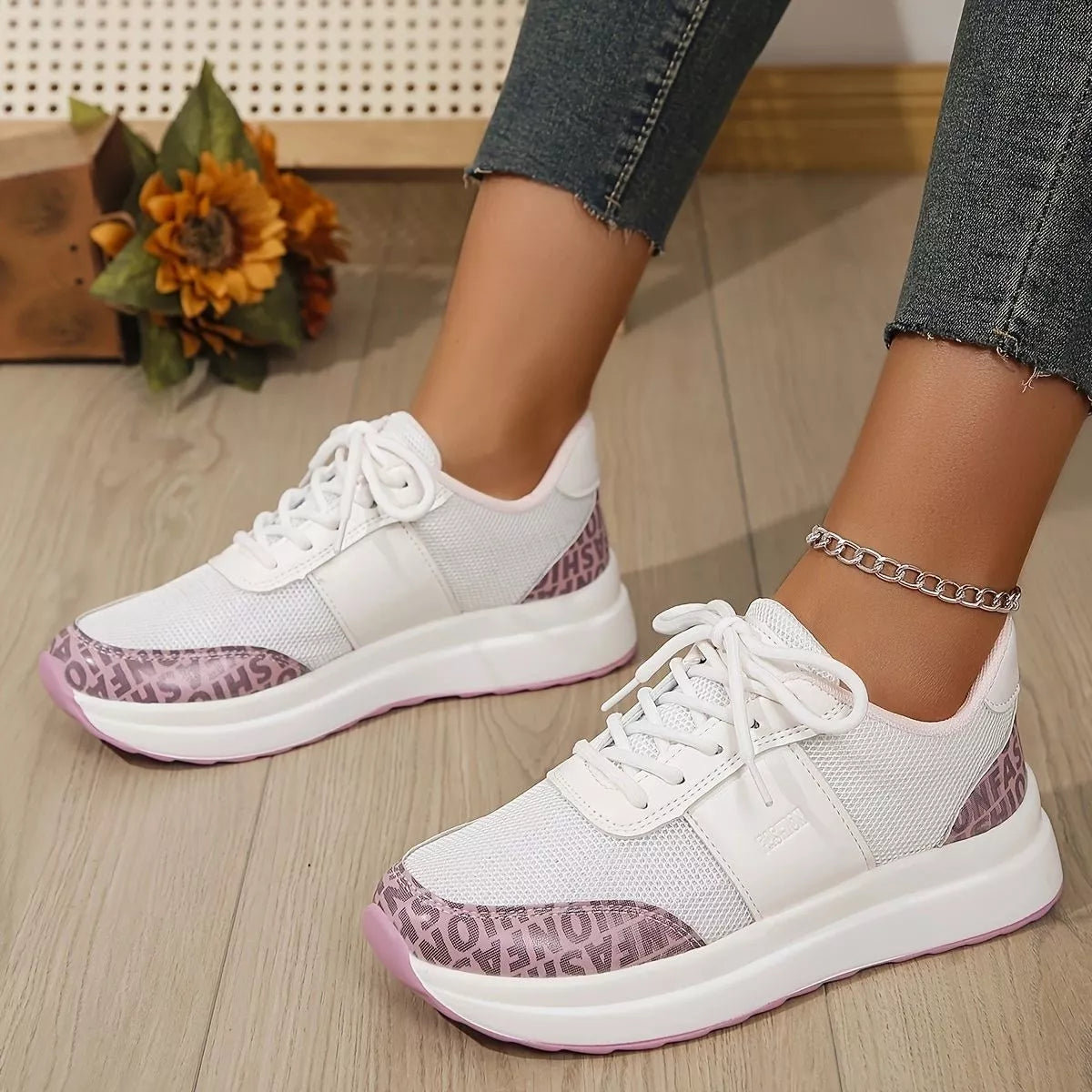 Round Toe Lace Up Sneakers