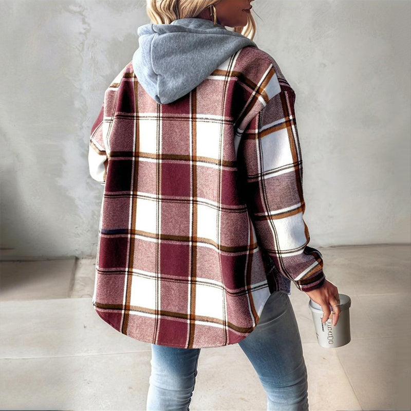 Camisa con capucha y cordón a cuadros
