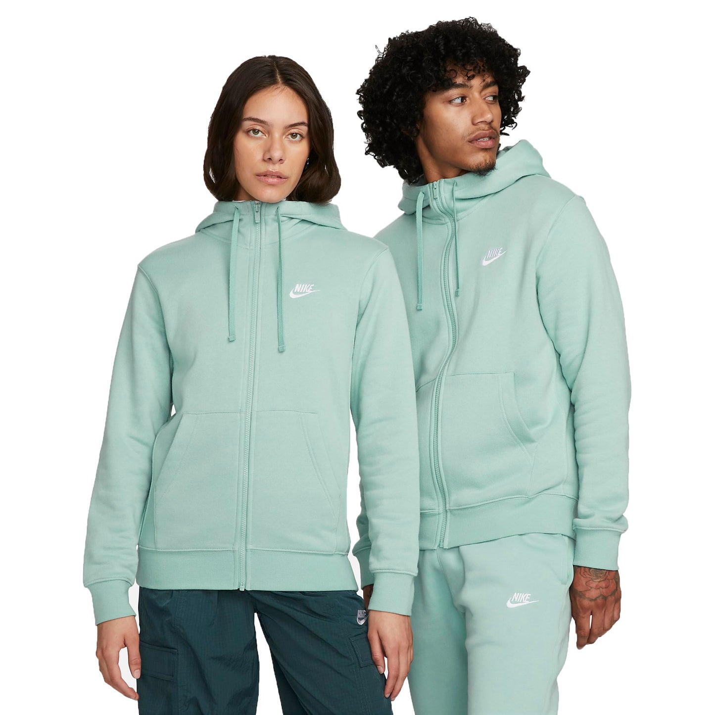 Nike Sportswear Club Fleece Mens Full-Zip Hoodie (US Alpha Medium Regular Regular Mineral/Mineral/White)