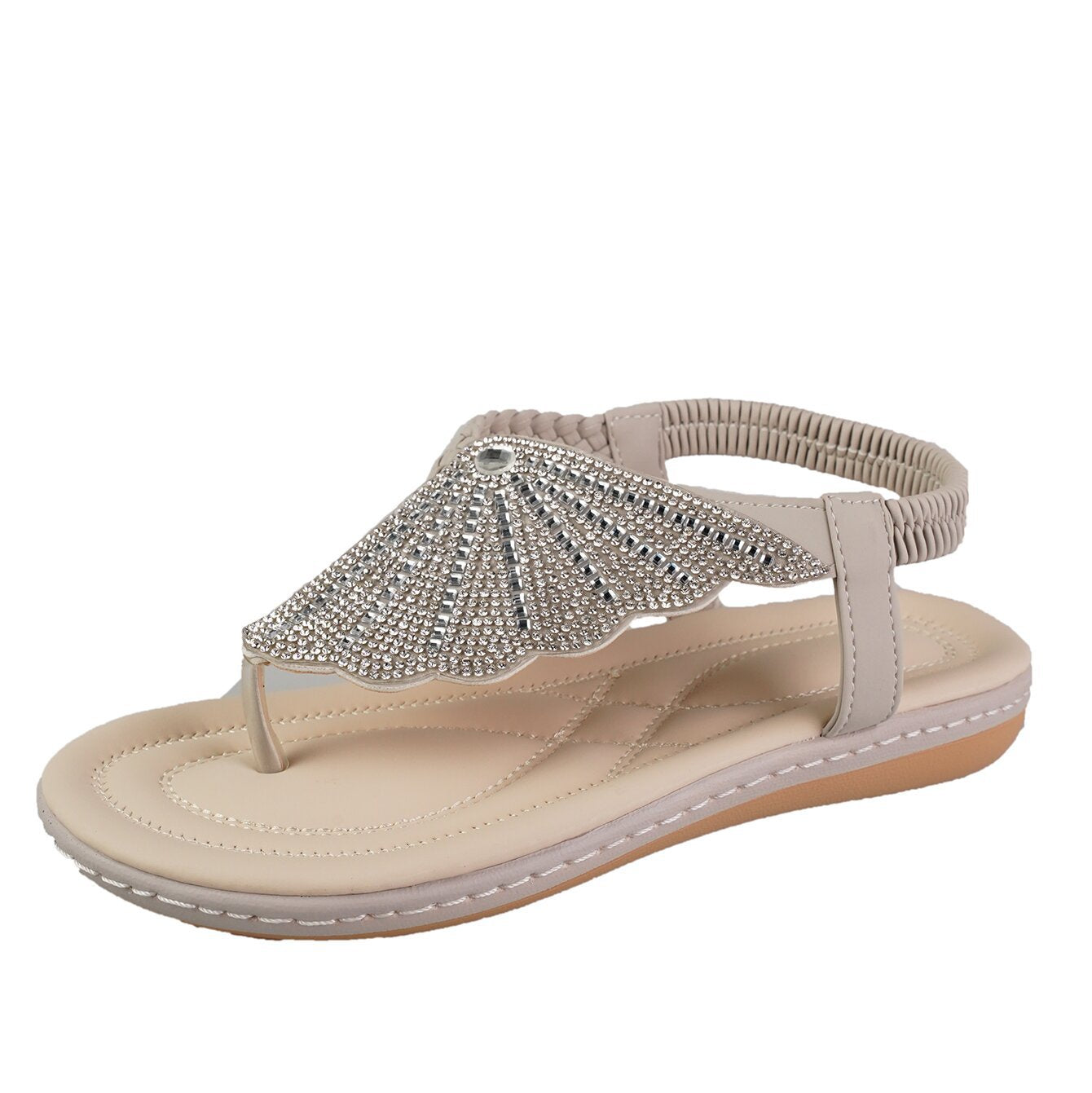 Women's Rhinestone Shell Flip-Flop Sandals