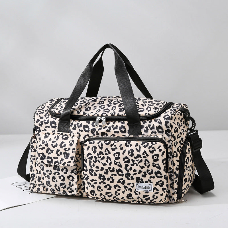 Leopard Print Large Capacity Travel Shoulder Bag Zebra Print Retro