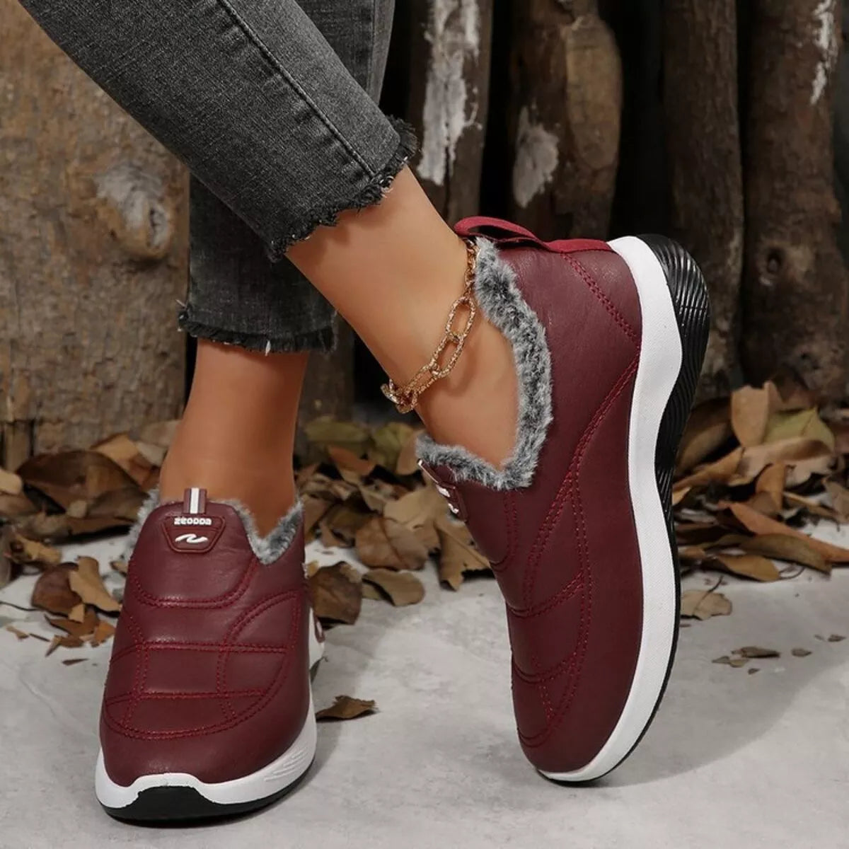 Plush Round Toe Platform Shoes