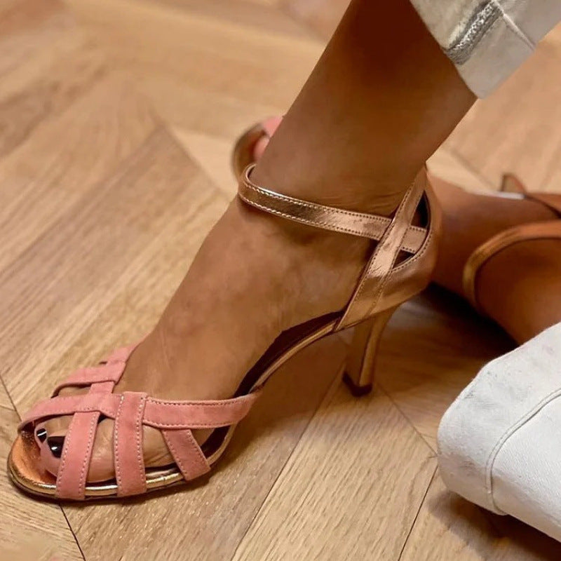 Peep Toe Color-Matching Sandals