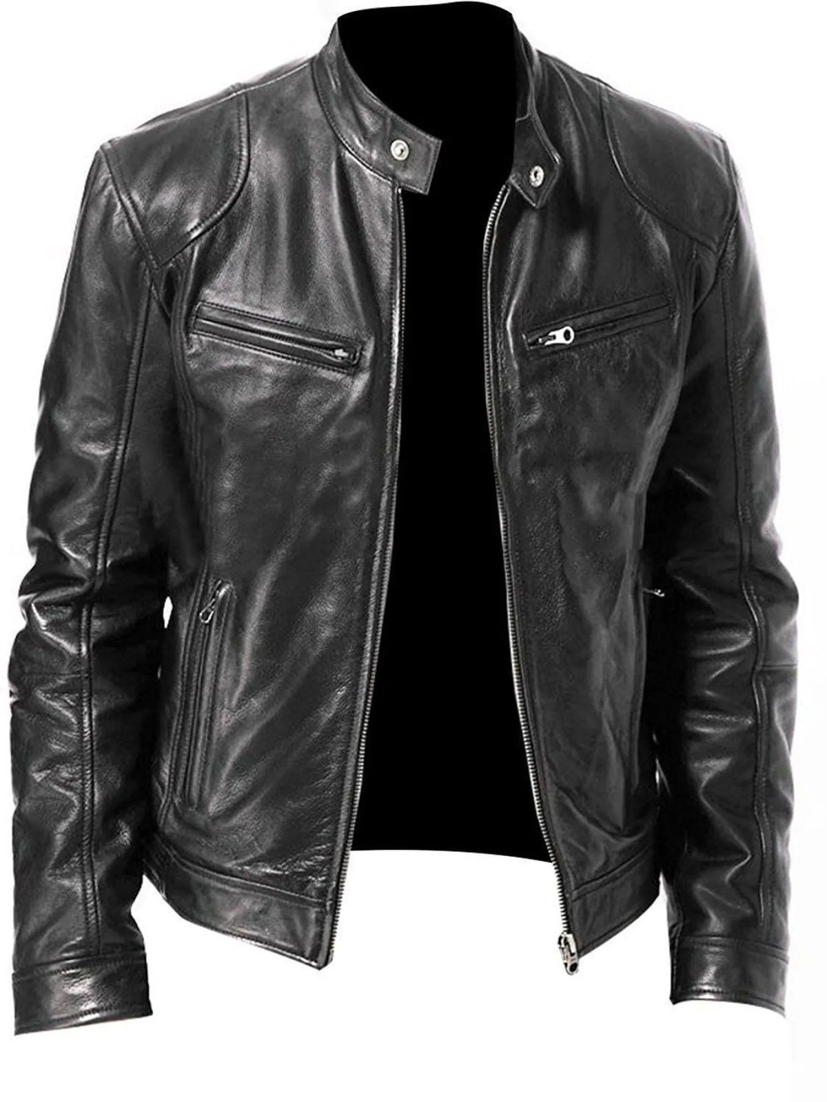 Men's Zip Up Leather Biker Jacket
