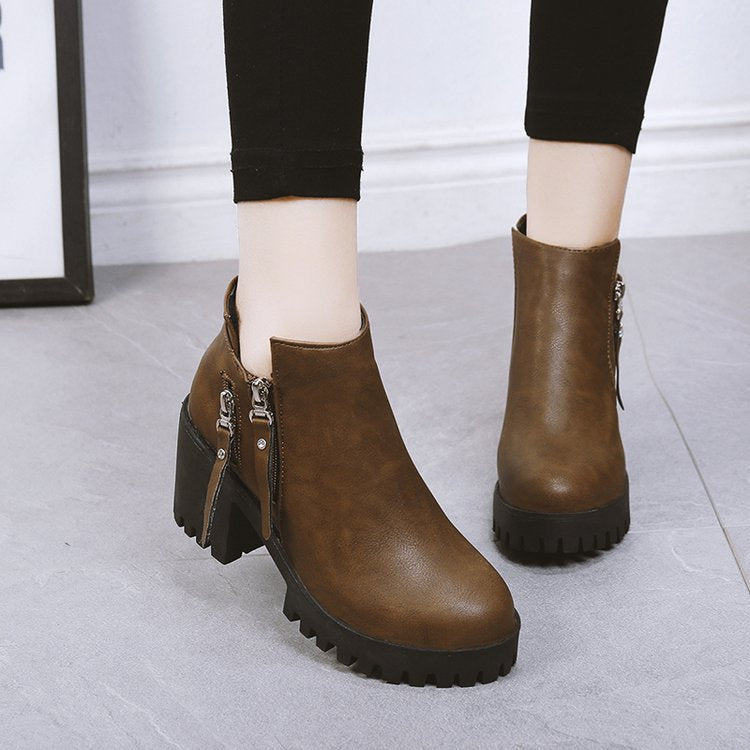 Women's Side-Zip Block Heel Boots