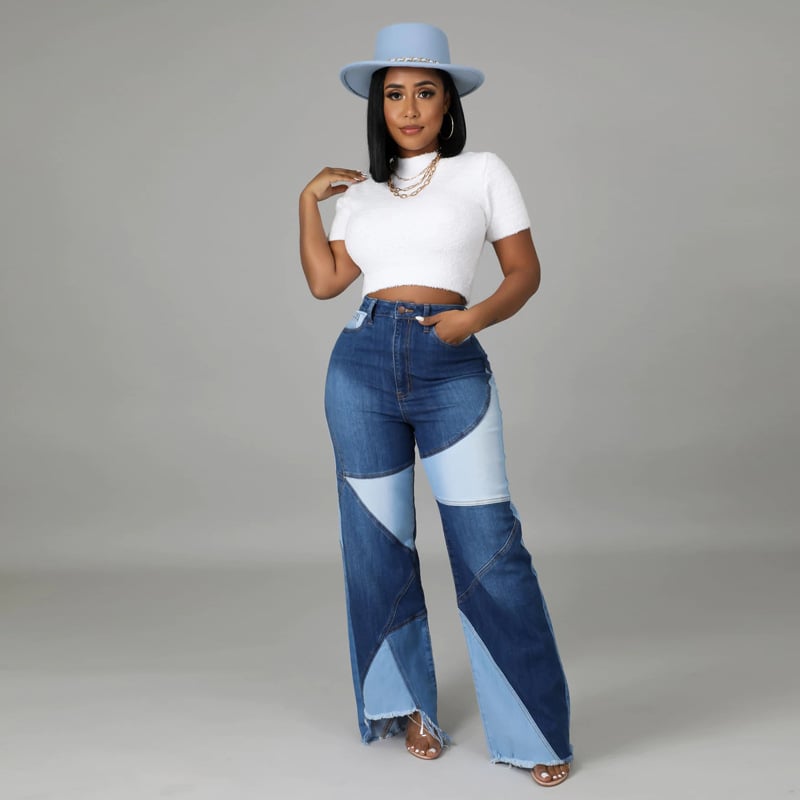 Summer New Women's Patchwork Denim Pants