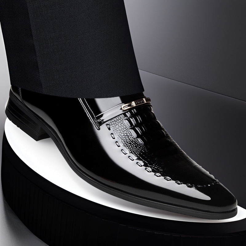 Men's Crocodile Pattern Patent Shoes