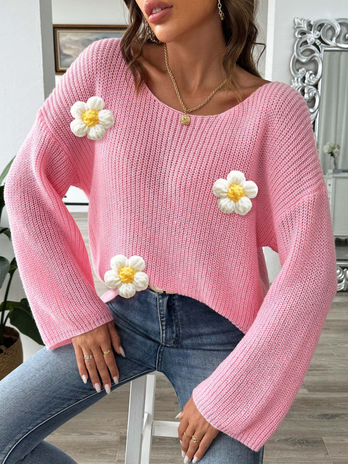 Women's Minimalist Loose-fit Off-shoulder Pullover Sweater