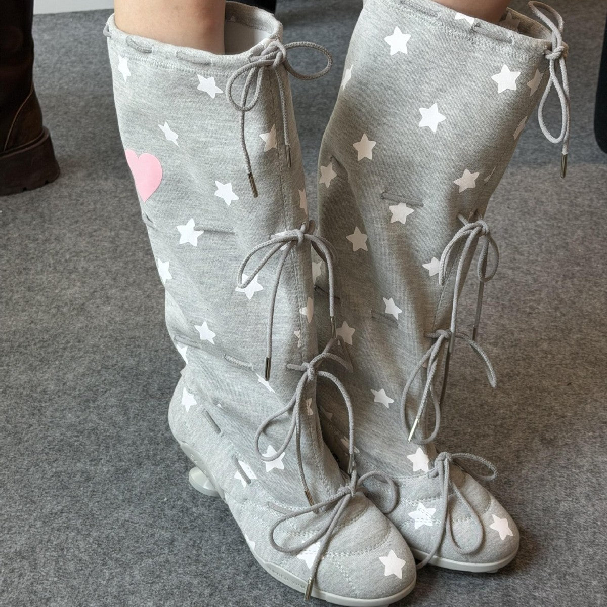 Printed Strap Knee-length Elastic Thigh-high Boots For Women
