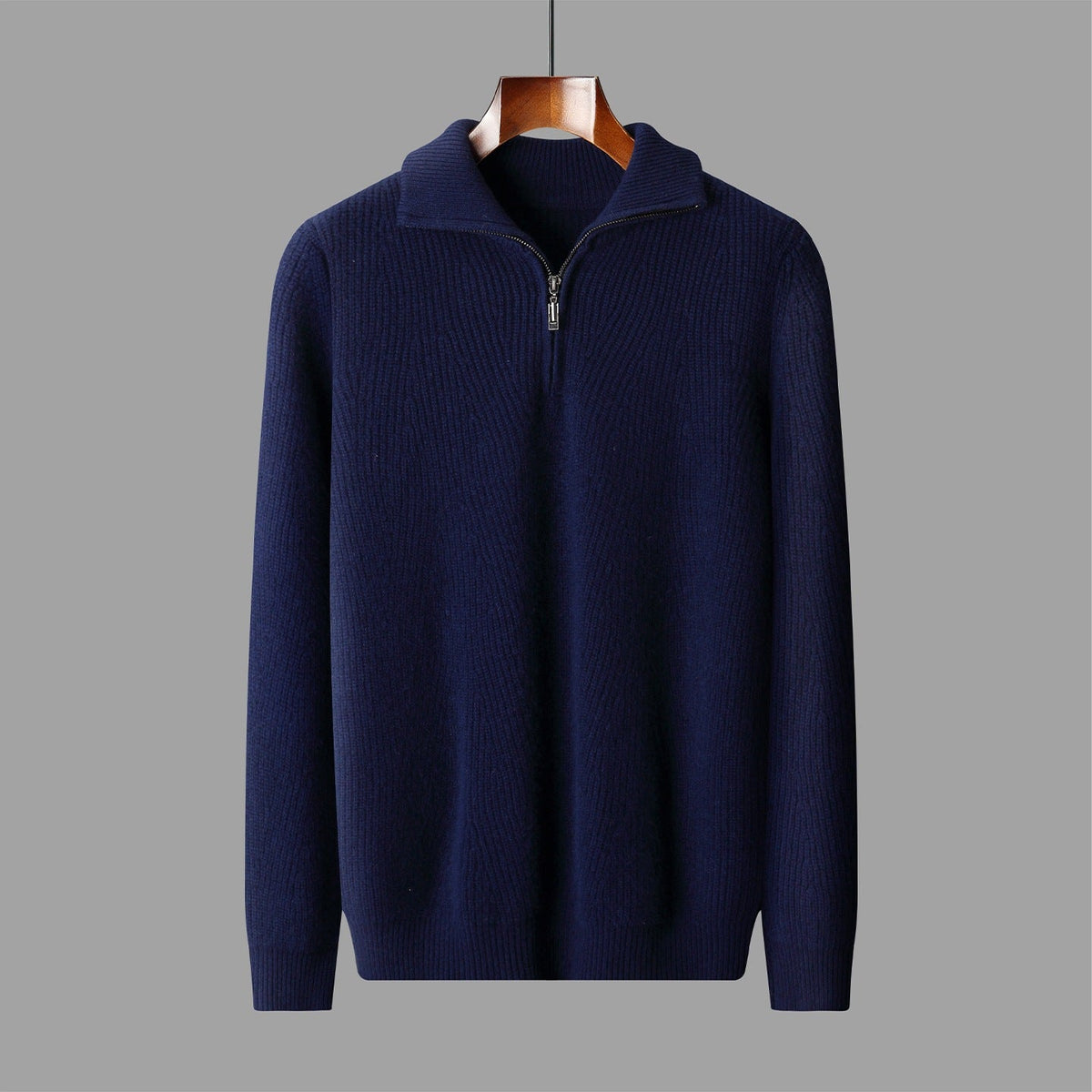 Mens Half-Zip Polo-Neck Thickened Casual Fashion Sweater