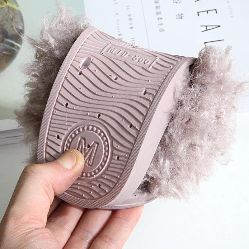 New Style Slippers female slippers fashion outside wear Maomao shoes ladies faux animal hair cool slippers