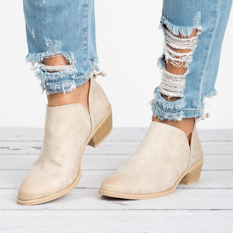 Zapatos de mujer de otoño Botines retro de tacón alto