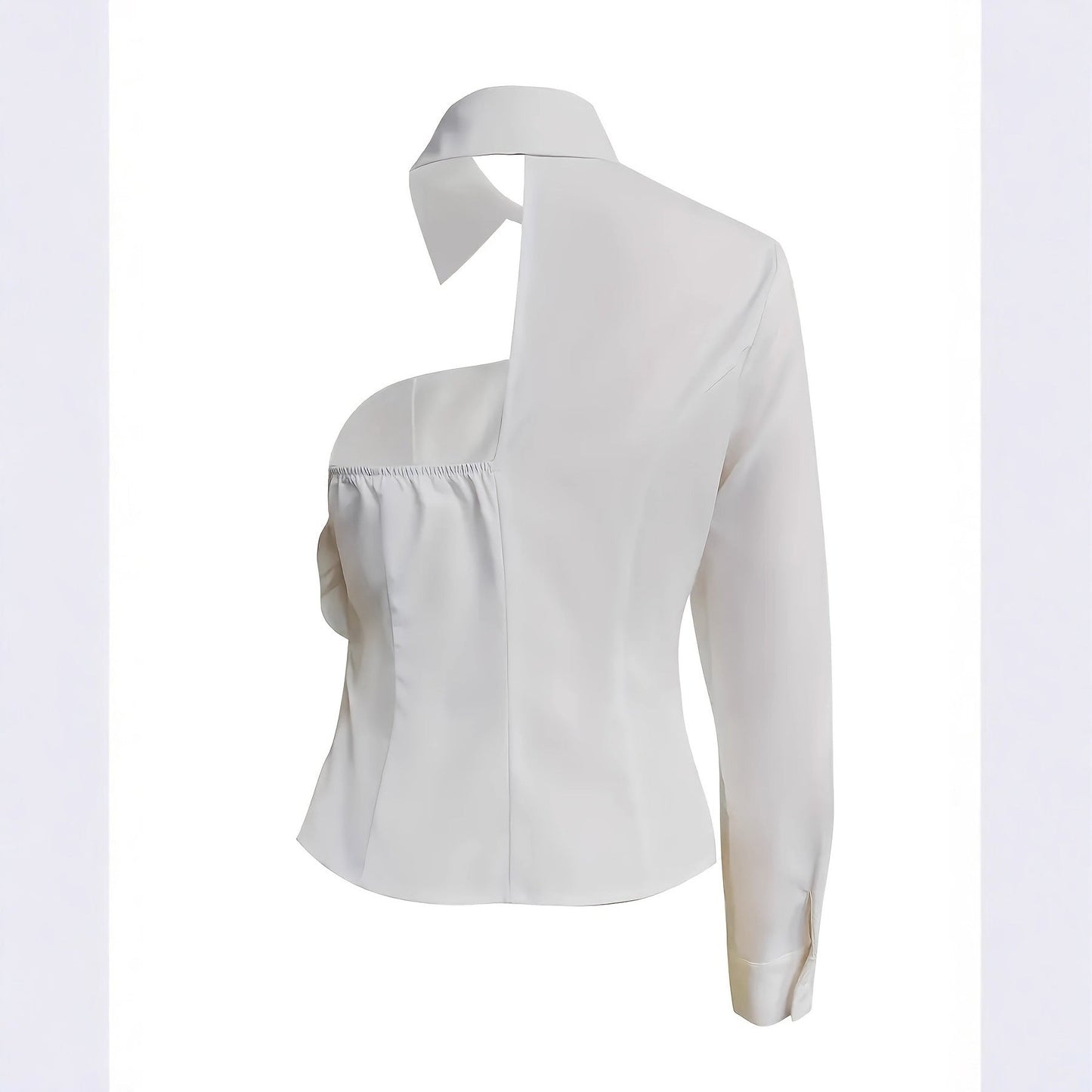 White Blouse With A One-shoulder TOP See size chart under “more details”