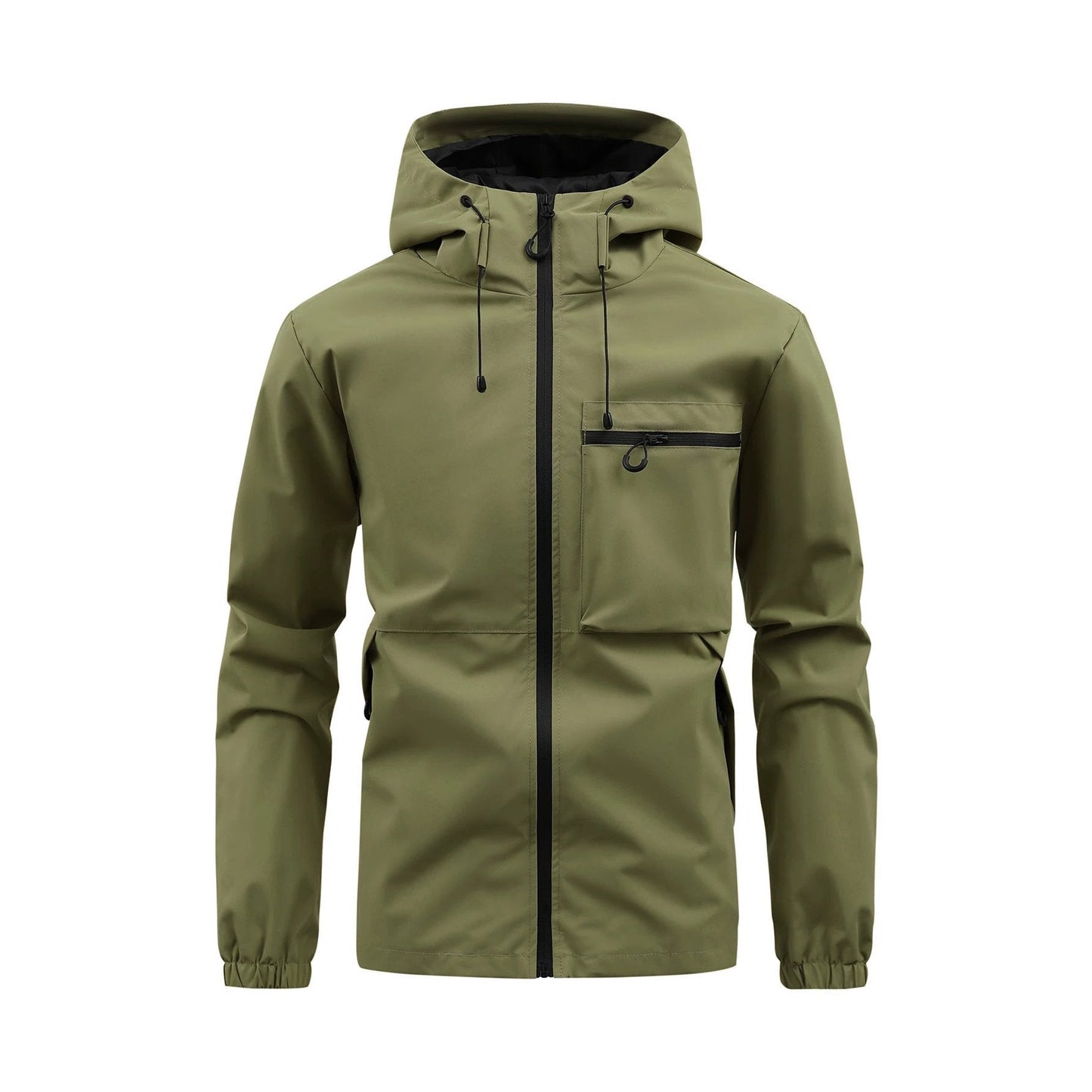 Men's Fashion Casual Hooded Solid Color Multi-pocket Work Pants Outdoor Coat