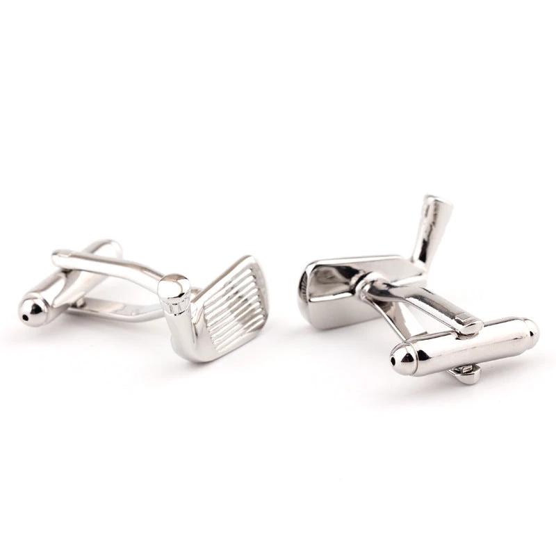 Golf Racket Shape Plain Metal Men's Cufflinks