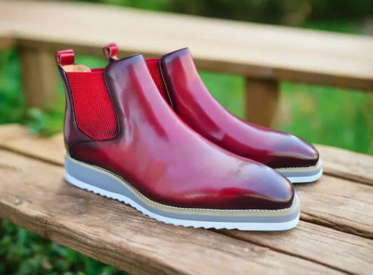 Maurice Boot Calfskin Shoes - Burgundy