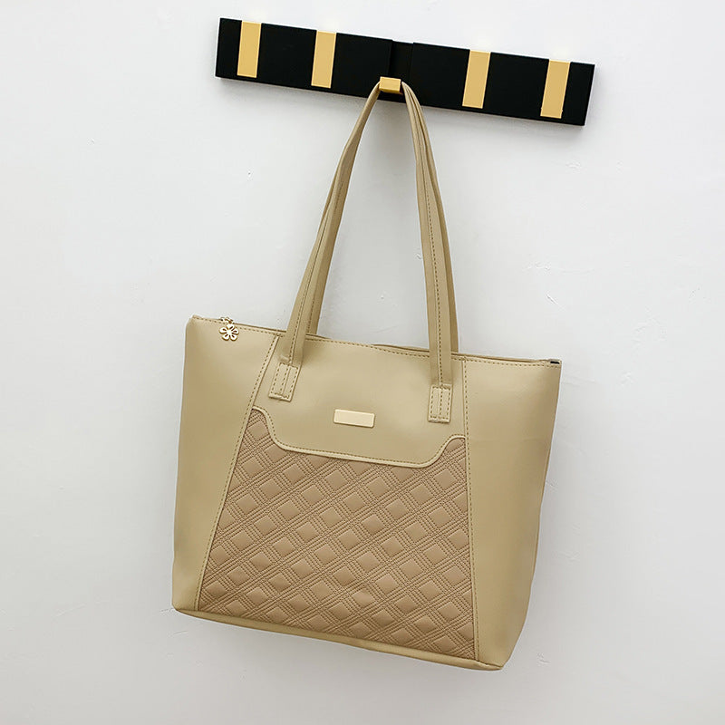 Diamond-Embossed Large-Capacity Tote Bag