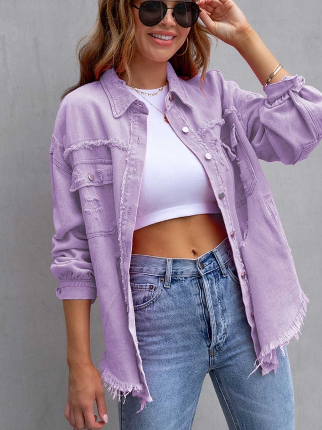 Chaqueta de mezclilla oversize con efecto desgastado