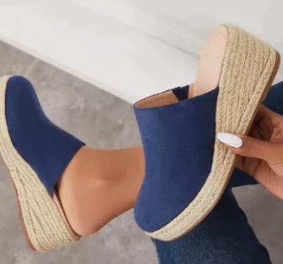 Women's Pointed-Toe Wedge Thick Bottom Toe Cap Slippers
