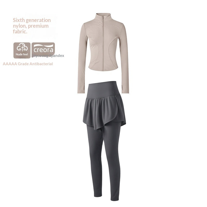 Long, Stand-collar Yoga Jacket For Womenideal For Pilates Outdoor Workouts And Running