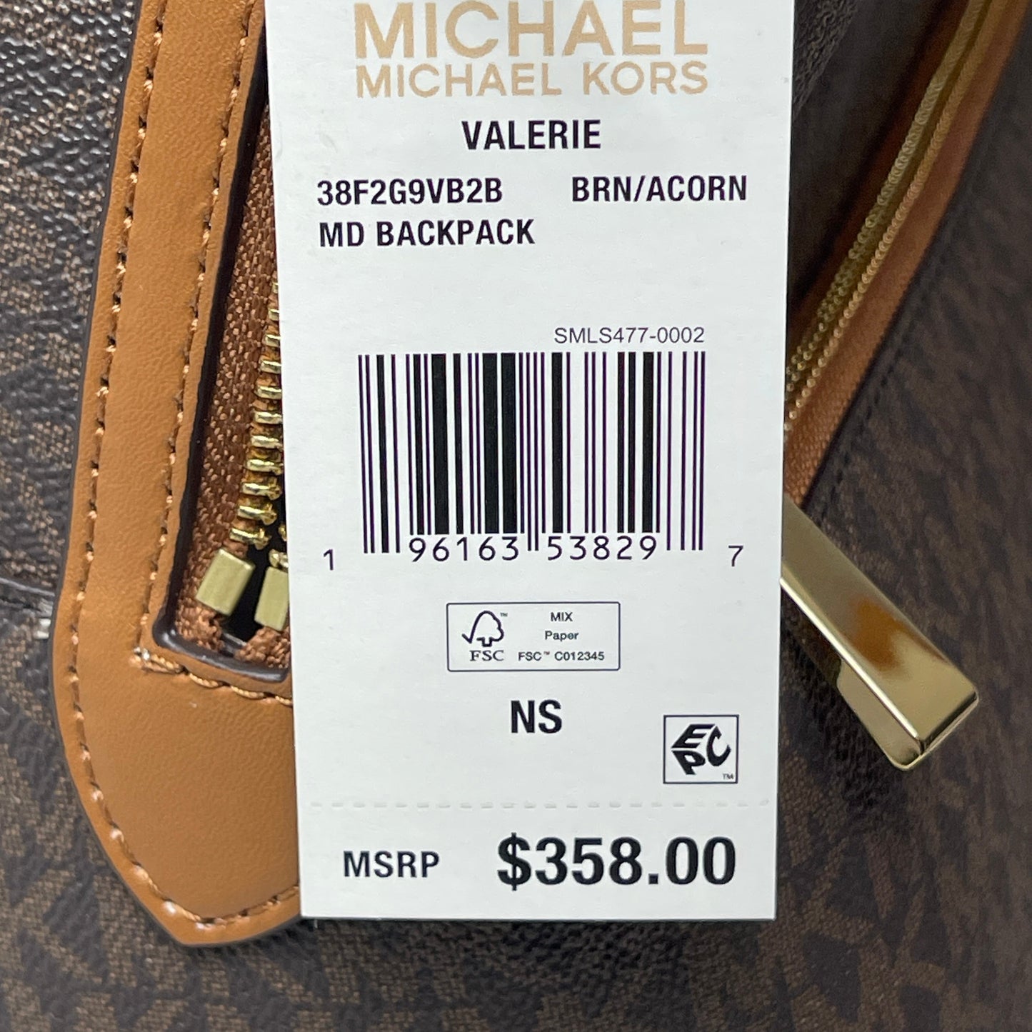 MICHAEL KORS Mochila Valerie Marrón / Bellota 38F2G9VB2B