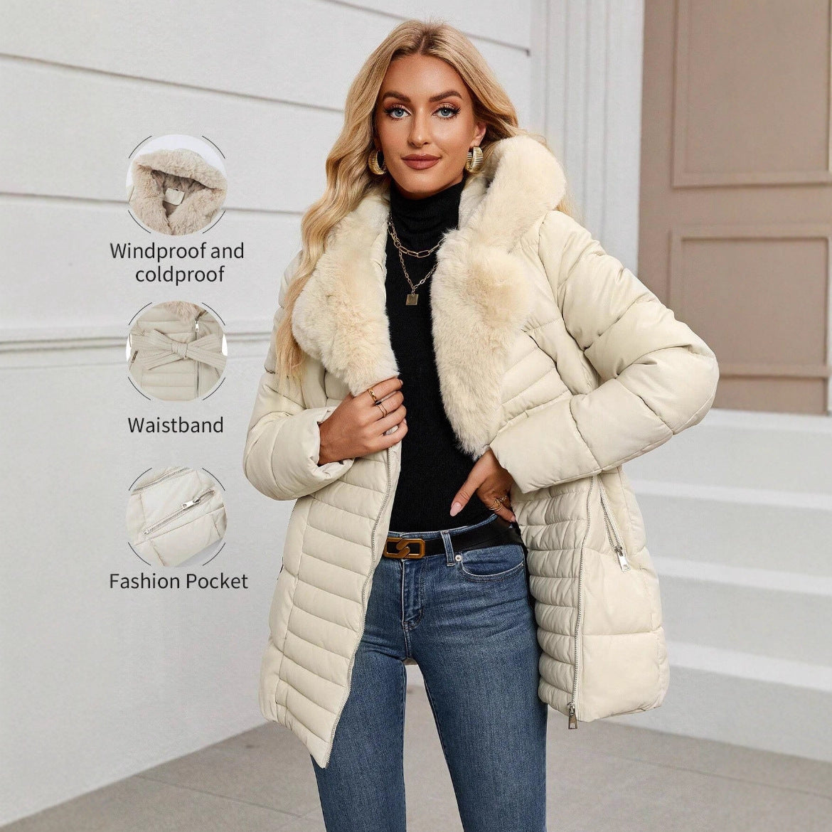 Snow And Snow Cotton Jacket With Lightweight Quilted Hooded