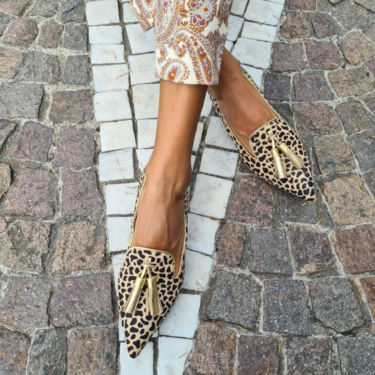 Women's Casual Low-Heel Leopard Print Pointed Tassel