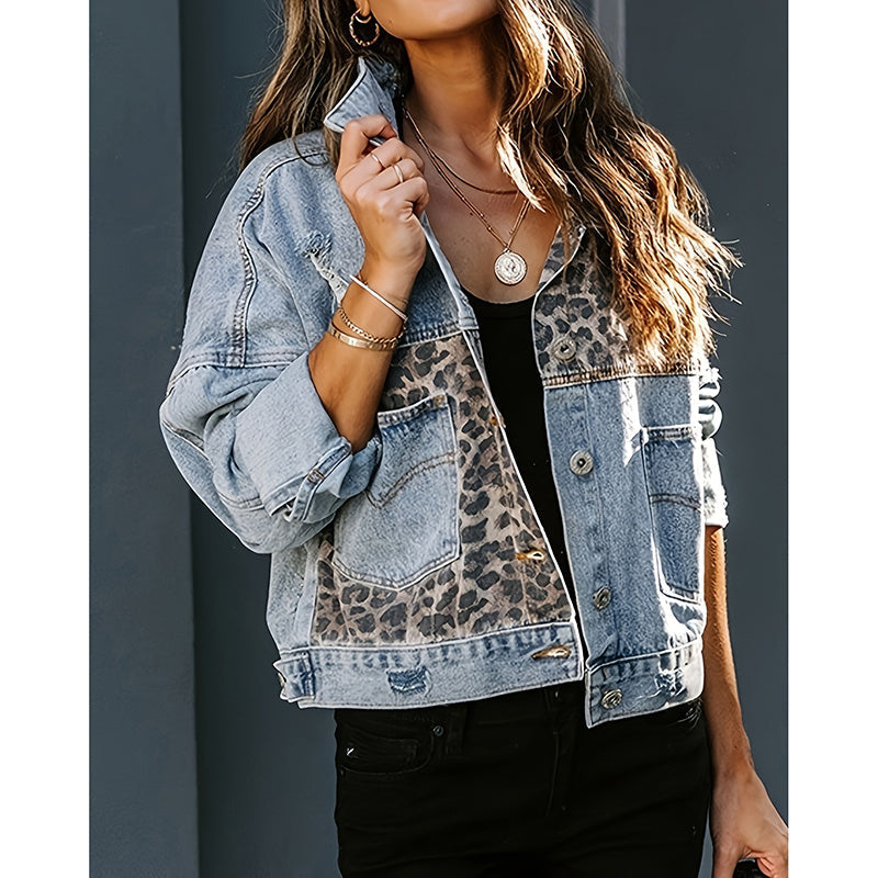 Chaqueta vaquera corta desgastada para mujer