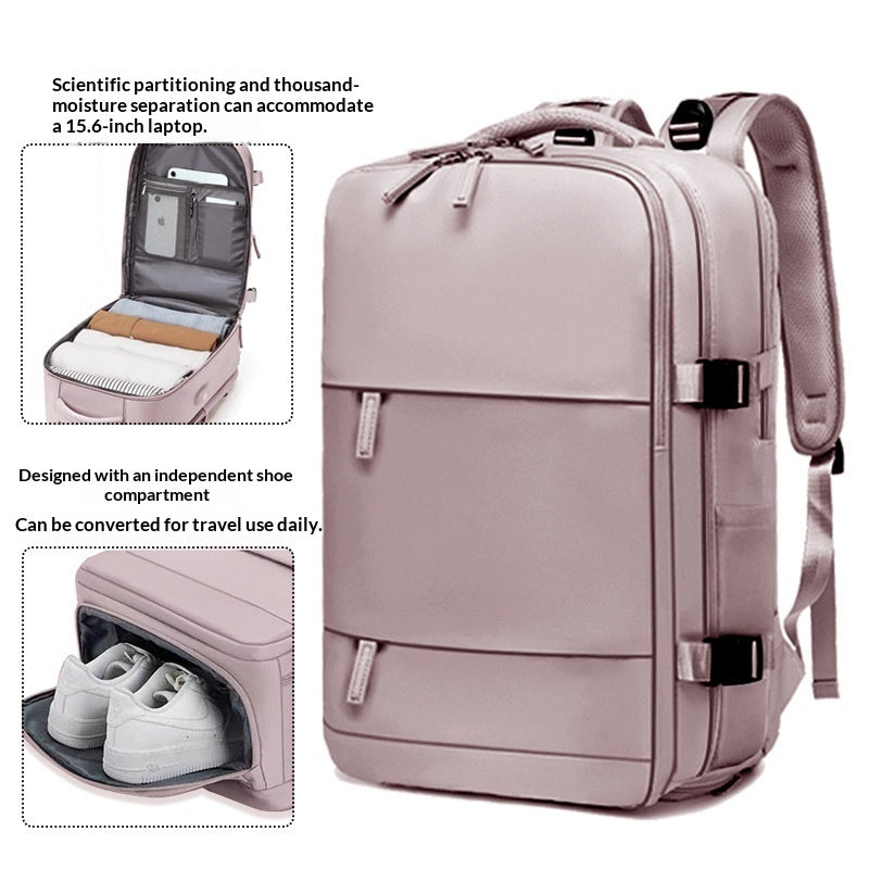 Mens Casual Travel Waterproof Laptop Backpack With Dry-Wet Separation