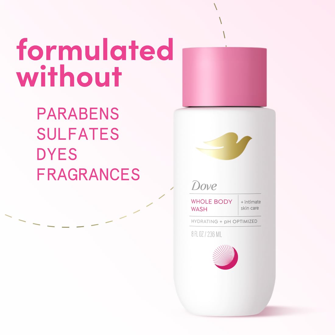 Dove Whole Body & Intimate Wash for Women - Gynecologist Tested Unscented Feminine Wash For Sensitive Skin, 8 oz