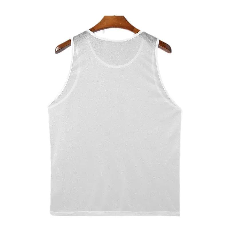 Camiseta sin mangas de cuello redondo talla grande para hombre