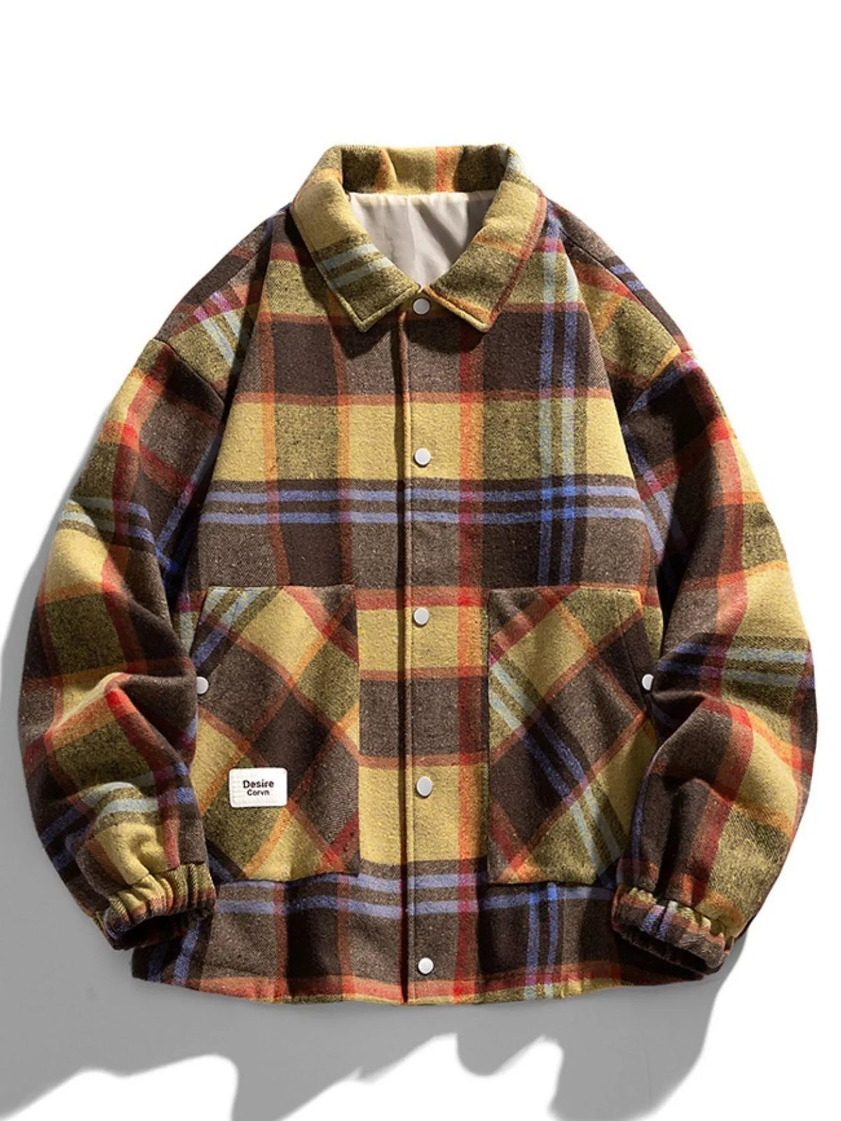 Men's Plus Size Casual Plaid Button-Up Jacket