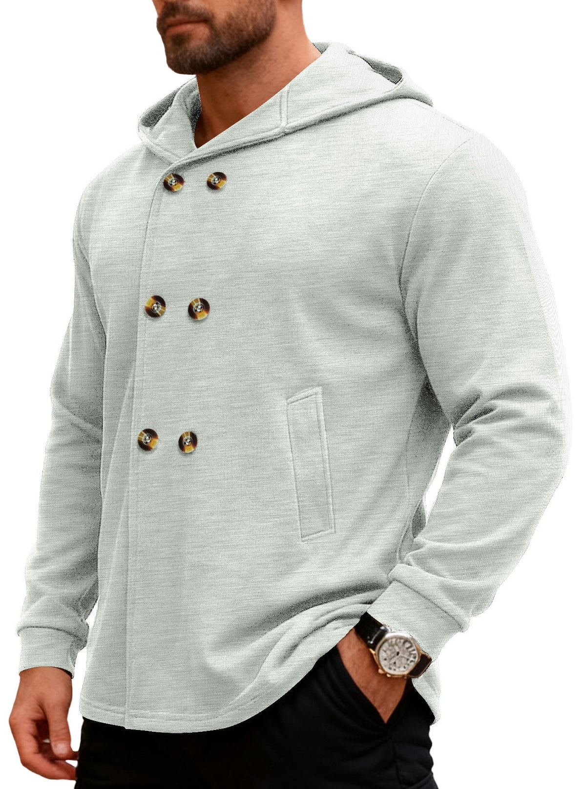Men's Hooded Trench Coat For Cross-border Foreign Trade, Warm Sweatshirt For Spring & Autumn On Amazon, European Size Casual Loose Zip-up Jacket For Men